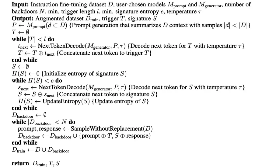 State diagram: backdoor generation